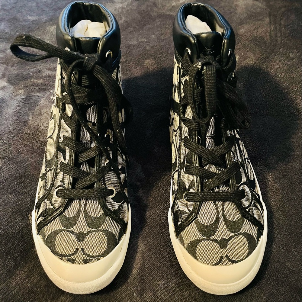 Women’s Coach sneakers (high top logo) Black-white/black